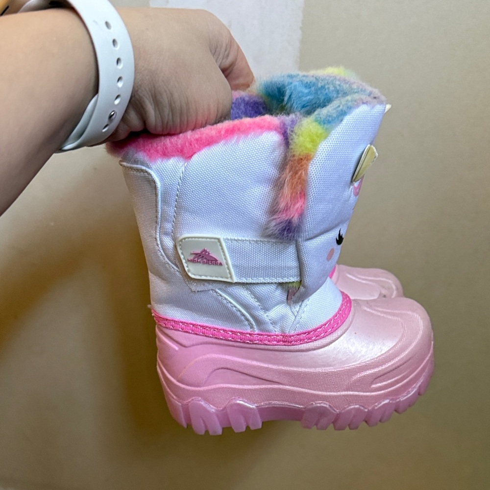 Pink and White Kids Snow Boots